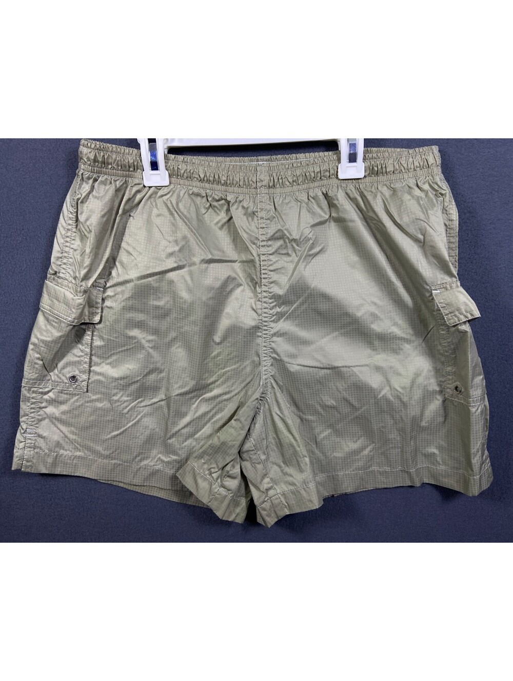 Lands End Mens Shorts M Regular 32-34 Beige Elastic Waist Nylon Lightweight Swim